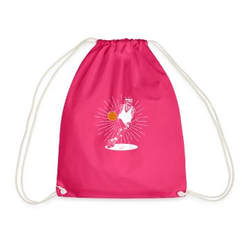 Funny Halloween Lover Skeleton Basketball - Drawstring Bag - fuchsia - Front