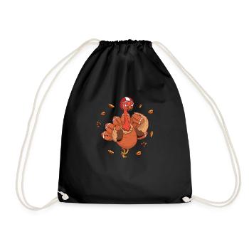 Thanksgiving Turkey Quarterback Football Player - Drawstring Bag - black - Front