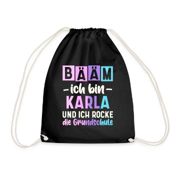 Name Karla Geschenk Grundschule - Turnbeutel - Schwarz - Vorne