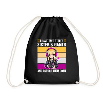 Gaming Console PC Gamer Girl Gamer Girl - Drawstring Bag - black - Front