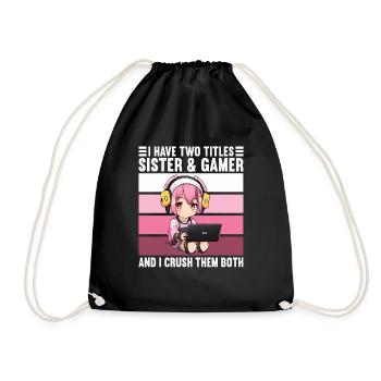 Gaming Console PC Gamer Girl Gamer Girl - Drawstring Bag - black - Front