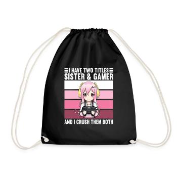 Gaming Console PC Gamer Girl Gamer Girl - Drawstring Bag - black - Front