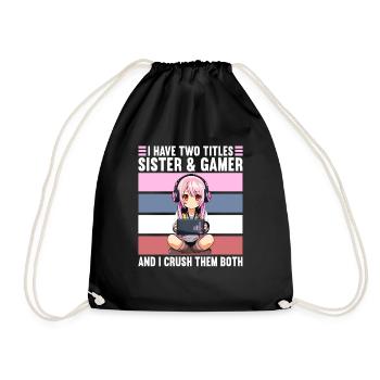 Gaming Console PC Gamer Girl Gamer Girl - Drawstring Bag - black - Front