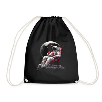 Komischer Astronaut mit Eis auf dem Mond - Turnbeutel - Schwarz - Vorne