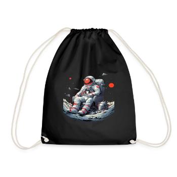 Astronaute comique assis sur la Lune - Sac de sport léger - noir - Devant