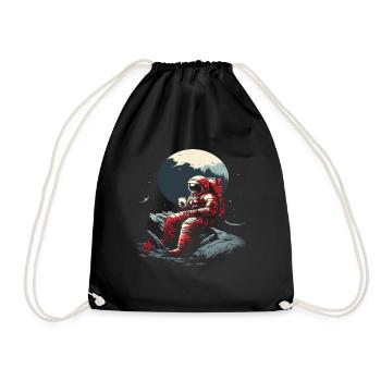 Astronaut on the moon Snacking an Ice Cream - Drawstring Bag - black - Front