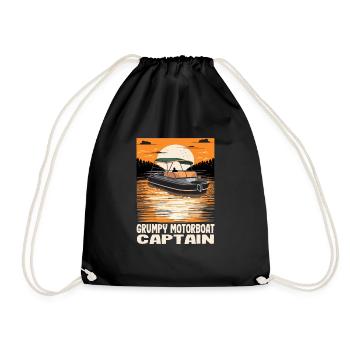 Grumpy Motorboat Captain Pontoon Boat Owner - Drawstring Bag - black - Front