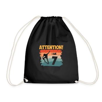 Attention! I am 7 - Turnbeutel - Schwarz - Vorne