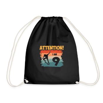 Attention! I am 9 - Turnbeutel - Schwarz - Vorne