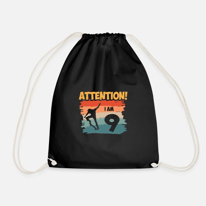 Attention! I am 9 - Turnbeutel - Schwarz