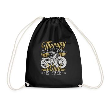 Motorcycle Funny Humor Biker - Drawstring Bag - black - Front
