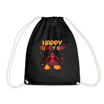 Bonne journée de la dinde Drôle Thanksgiving automne automne - Sac de sport léger - noir - Devant