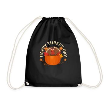 Bonne journée de la dinde Drôle Thanksgiving automne automne - Sac de sport léger - noir - Devant