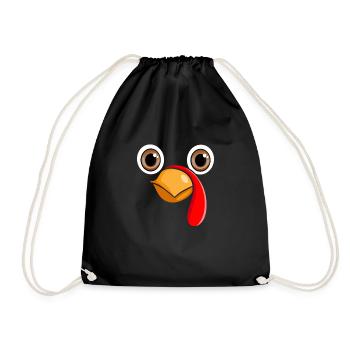 Thanksgiving Day Truthahn Gesicht Lustige Gobble - Turnbeutel - Schwarz - Vorne