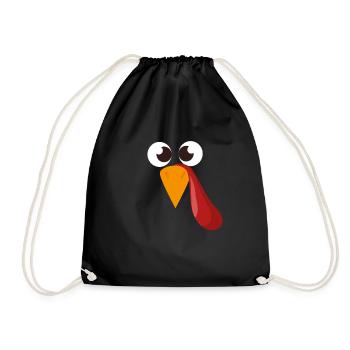 Thanksgiving Day Truthahn Gesicht Lustige Gobble - Turnbeutel - Schwarz - Vorne
