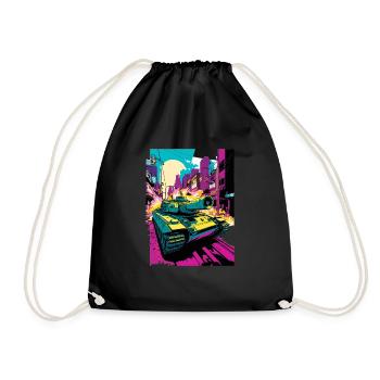 Panzer Pop Art Comic Style Leopard Panzer - Drawstring Bag - black - Front