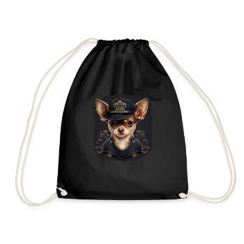 Chihuahua | Polizei Polizist Polizistin Hut - Turnbeutel - Schwarz - Vorne