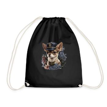 Chihuahua | Polizei Polizist Polizistin Hut - Turnbeutel - Schwarz - Vorne