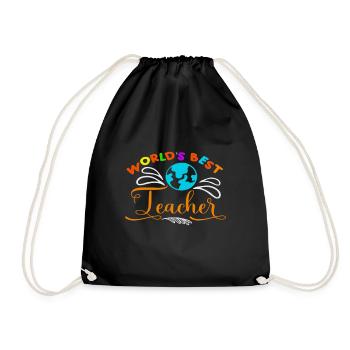 world s best teacher, Lehrer, Dankeschön Souvenir - Turnbeutel - Schwarz - Vorne