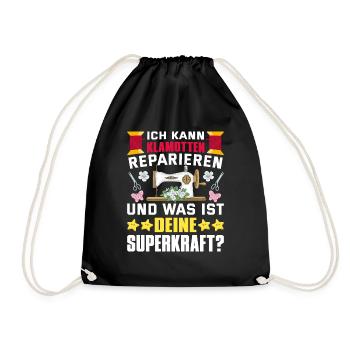 Klamotten reparieren Nähen Superkraft - Turnbeutel - Schwarz - Vorne
