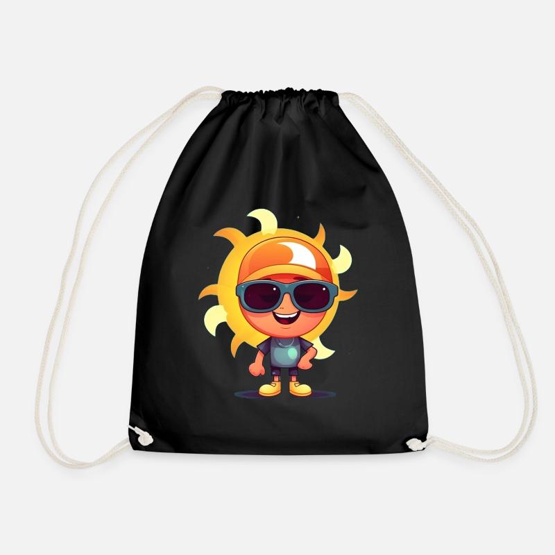 Sun with Sunglasses - Drawstring Bag - black