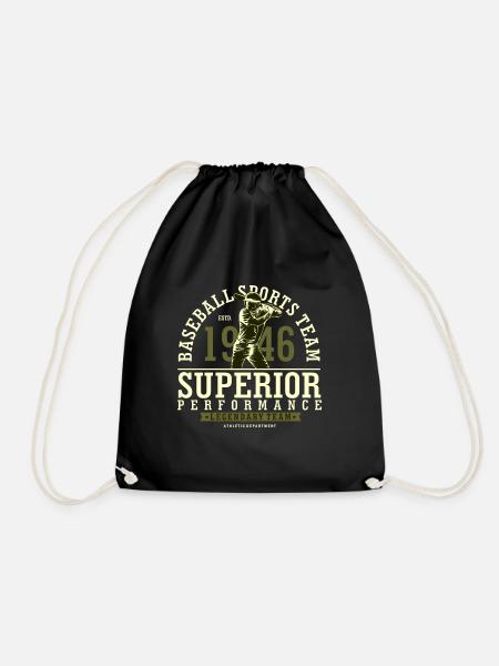 Baseball illustration in flat - Drawstring Bag - black