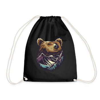 Bear and mountain - Drawstring Bag - black - Front