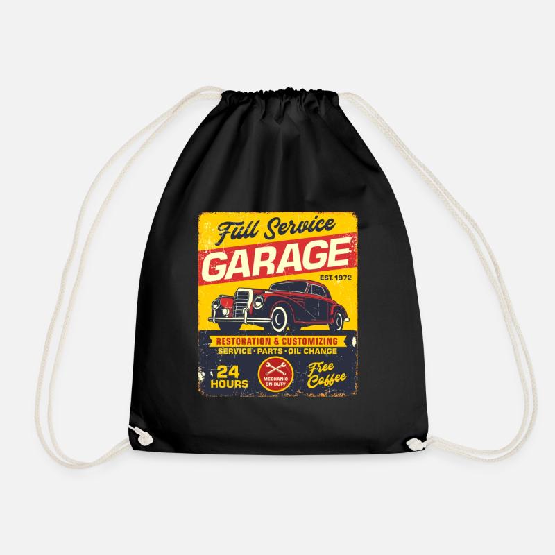 Autogarage retro - Turnbeutel - Schwarz