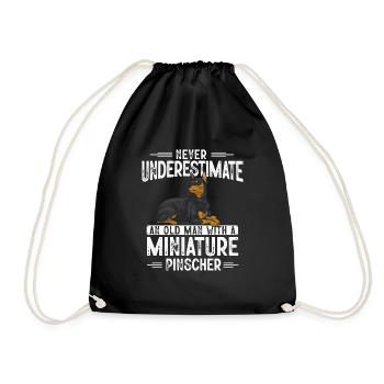 Miniature Pinscher Rehpinscher Min Pin Dog - Drawstring Bag - black - Front