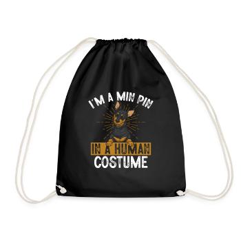 Miniature Pinscher Rehpinscher Min Pin Dog - Drawstring Bag - black - Front