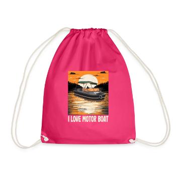 I Love Motor Boat Parade Motorboating Quote - Turnbeutel - Fuchsia - Vorne
