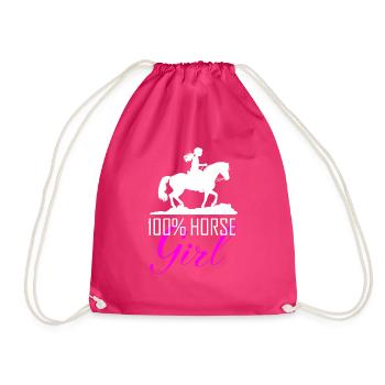 Horse Rider Girl Saying - Drawstring Bag - fuchsia - Front