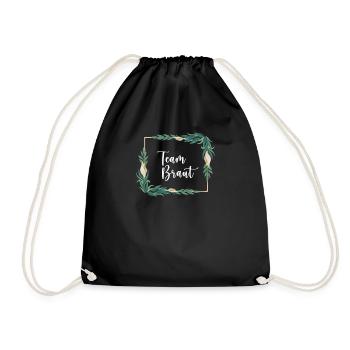 Team Braut I Blumenkranz Hochzeit Boho Stil - Turnbeutel - Schwarz - Vorne
