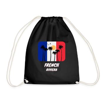 Côte d’azur avec plan-arbres sur drapeau français - Sac de sport léger - noir - Devant