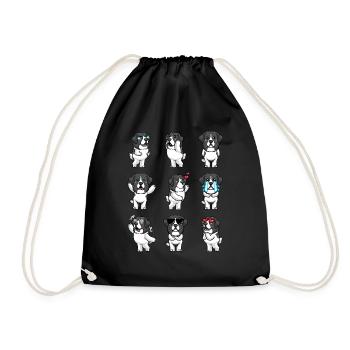 Landseer Dog Kawaii Emoticon - Sac de sport léger - noir - Devant