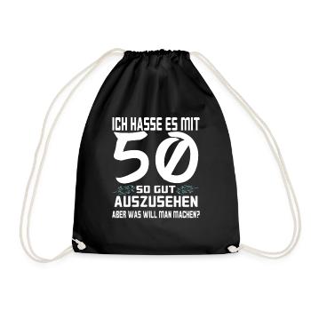 ich hasse es mit 50 weiß - Turnbeutel - Schwarz - Vorne