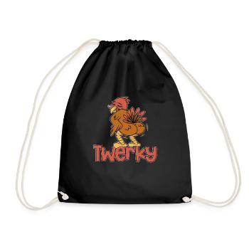 Twerky Turkey Butt Funny Thanksgiving Twerk - Drawstring Bag - black - Front