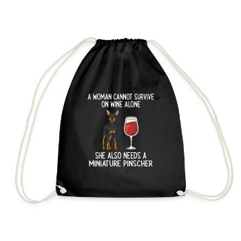 Miniature Pinscher Rehpinscher Min Pin Dog - Drawstring Bag - black - Front