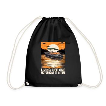 Boating Pontoon Captain Living Life One Motorboat - Turnbeutel - Schwarz - Vorne