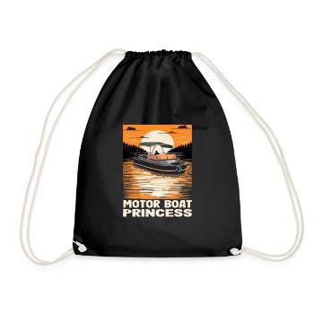 Motor Boat Princess Pontoon Queen Motorboating - Drawstring Bag - black - Front