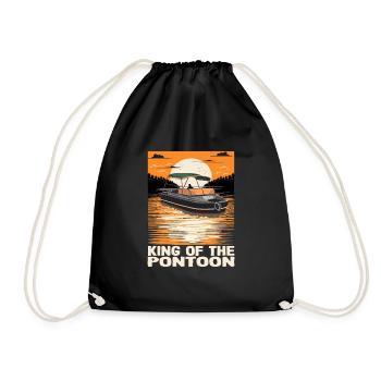 King Of The Pontoon Motorboat Captain Pontooning - Drawstring Bag - black - Front