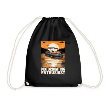 Pontoon Boat Captain Motorboating Enthusiast - Drawstring Bag - black - Front