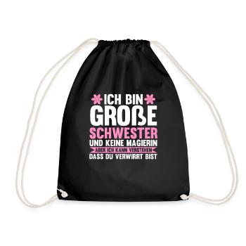 Familienmotiv Schwester - Turnbeutel - Schwarz - Vorne