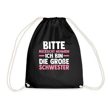 Familienmotiv Schwester - Turnbeutel - Schwarz - Vorne