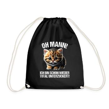 Ich bin schon wieder total unterzuckert Katze - Turnbeutel - Schwarz - Vorne