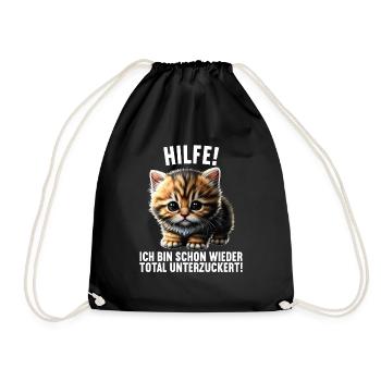 Ich bin schon wieder total unterzuckert Katze - Turnbeutel - Schwarz - Vorne