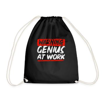 Warning Genius At Work - Drawstring Bag - black - Front