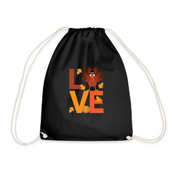Dear Pilgrim Turkey Lover Cute Thanks - Drawstring Bag - black - Front
