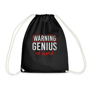 Warning Genius At Work - Drawstring Bag - black - Front