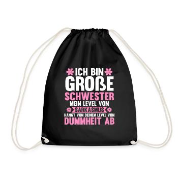 Familienmotiv Schwester - Turnbeutel - Schwarz - Vorne